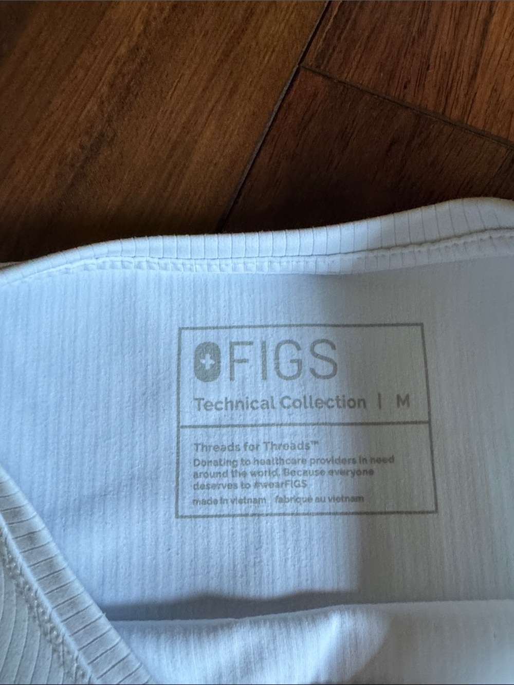 Figs White Ribbed Crewneck Long Sleeve Top - Picture 2 of 6